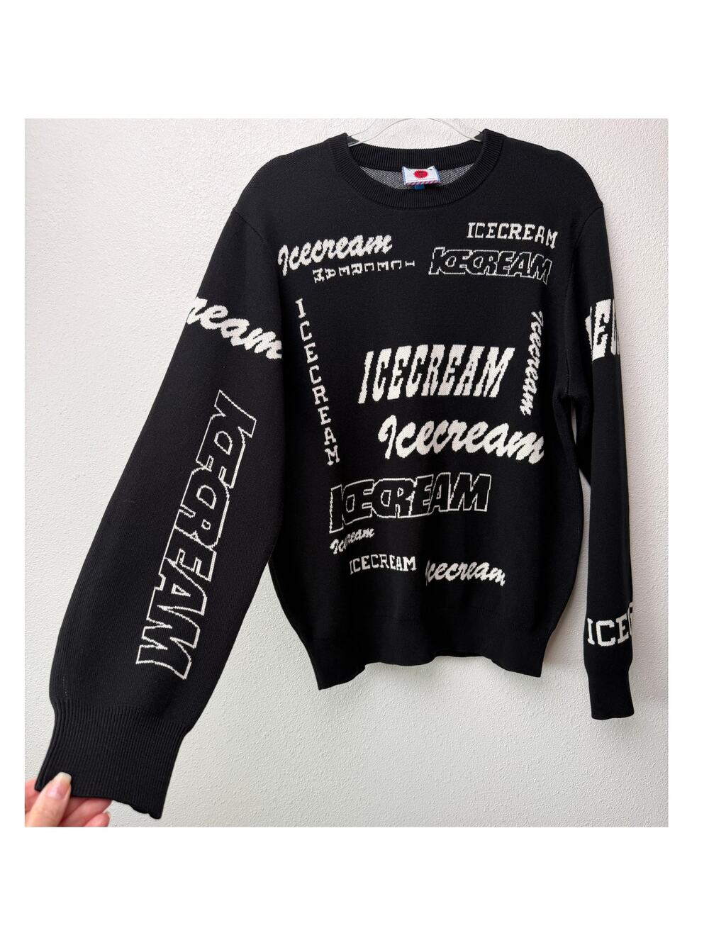 NWT Ice Cream BBC Multi Logo Knit Crewneck Sweater Black Ivory Size M